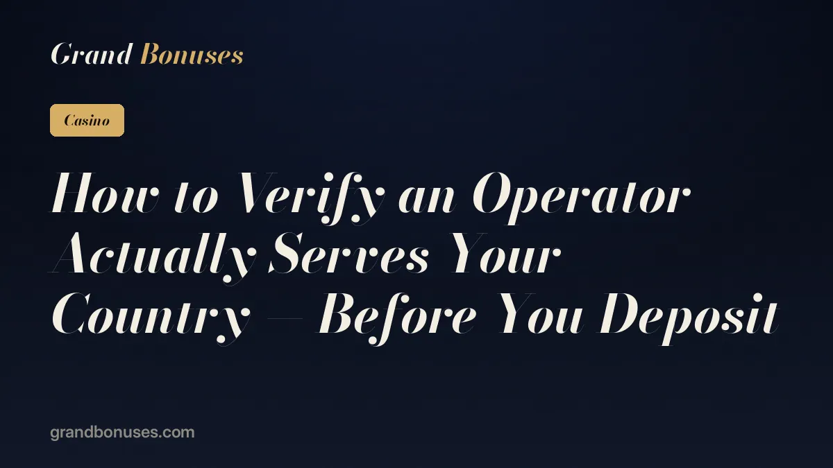 How to Verify an Operator Actually Serves Your Country — Before You Deposit